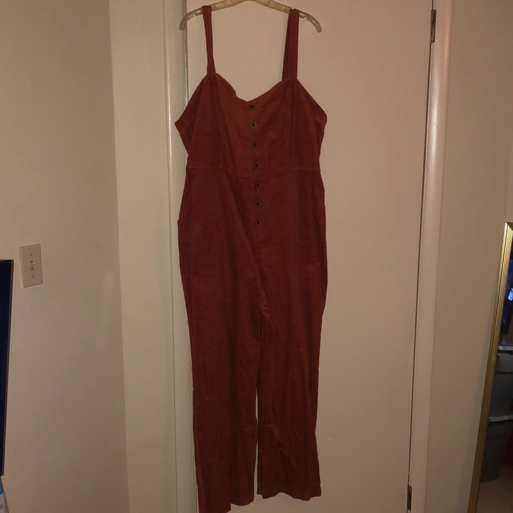 Burnt Orange Corduroy Overall Pants
